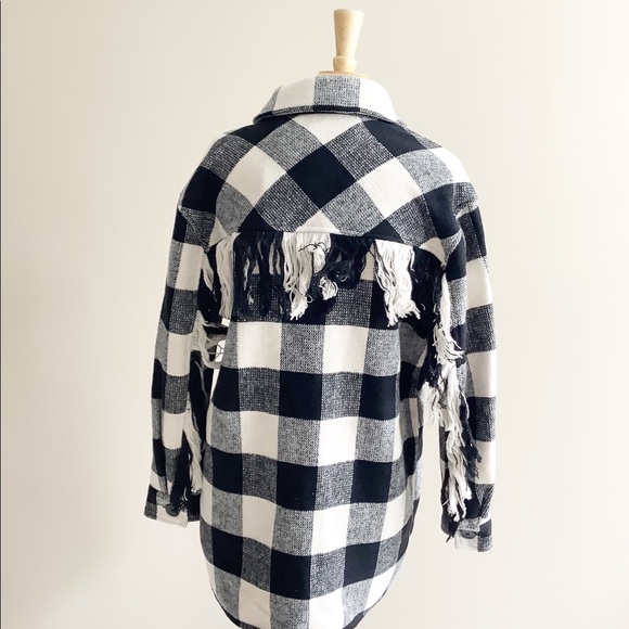 Anthropologie Leonie Fringed Shirt Jacket Shacket - Picture 8 of 11
